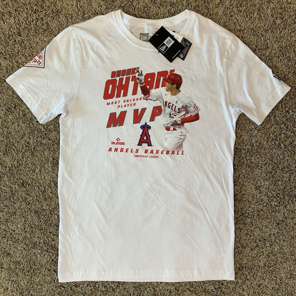 NWT Shohei Ohtani Shirt Mens Small White New Era Los Angeles Angels 2 Time MVP